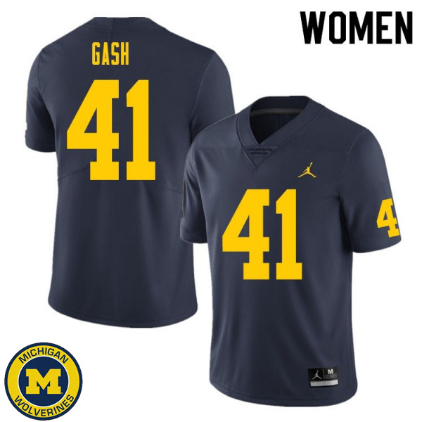 Women's Michigan Wolverines #41 Isaiah Gash Navy Embroidery Jersey